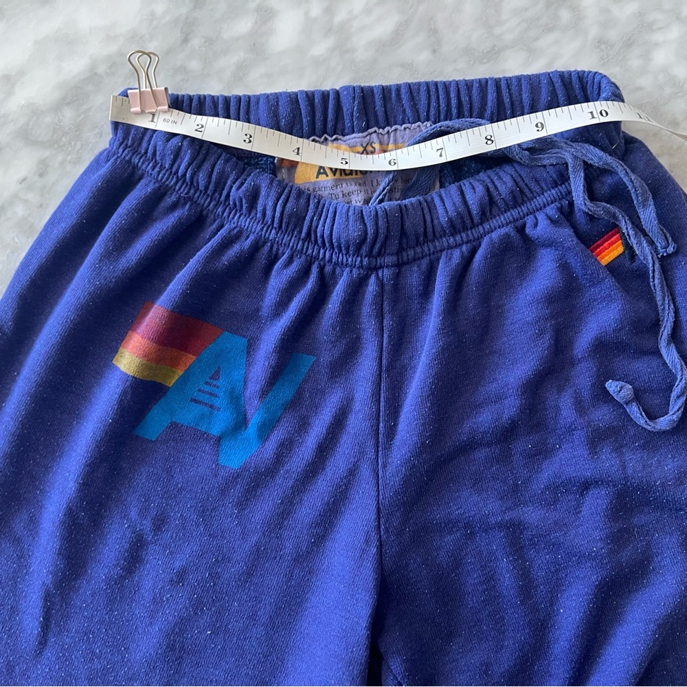 Aviator Nation Blue Sweatpants with Rainbow Logo